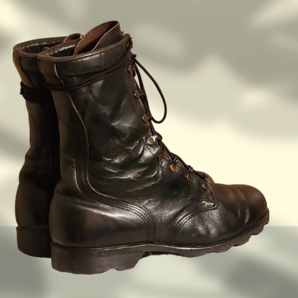 Men Vintage Leather Black Combat Boots Size 9W/Men Army Boots/ Men Military Boot - Picture 7 of 10